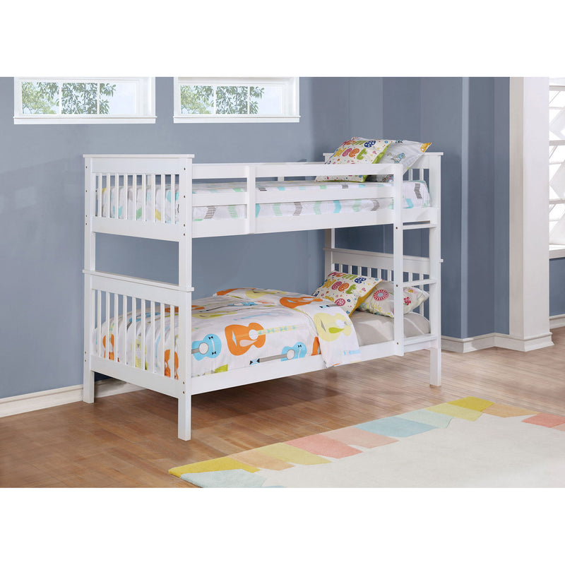 Madison - Twin Over Twin Bunk Bed With Slatted Design - White