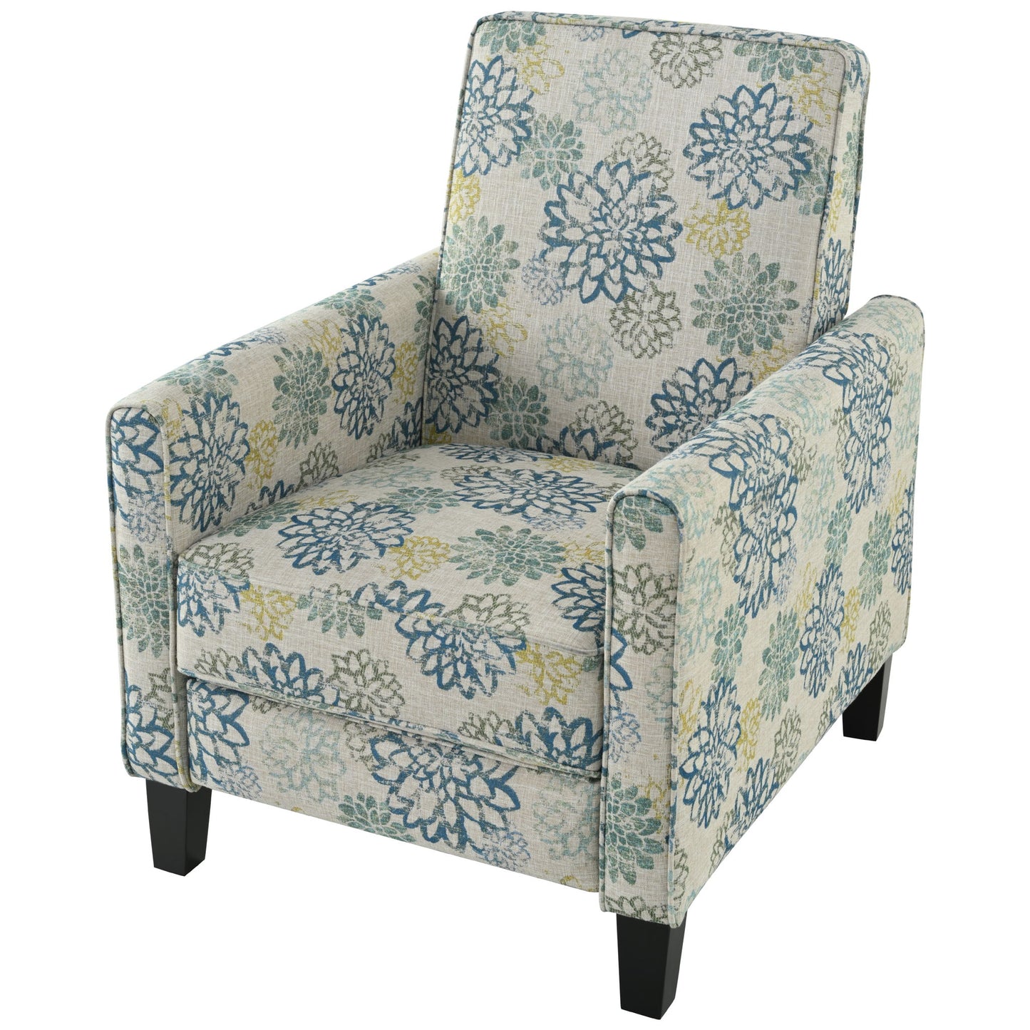 Upholstered Push Back Recliner Chair For Living Room - Blue