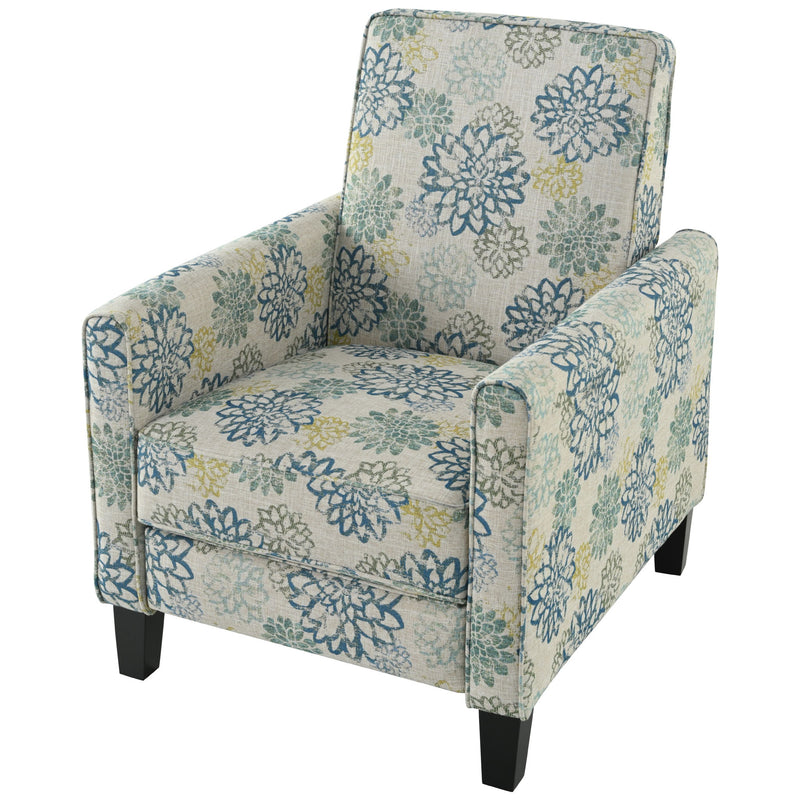 Upholstered Push Back Recliner Chair For Living Room - Blue