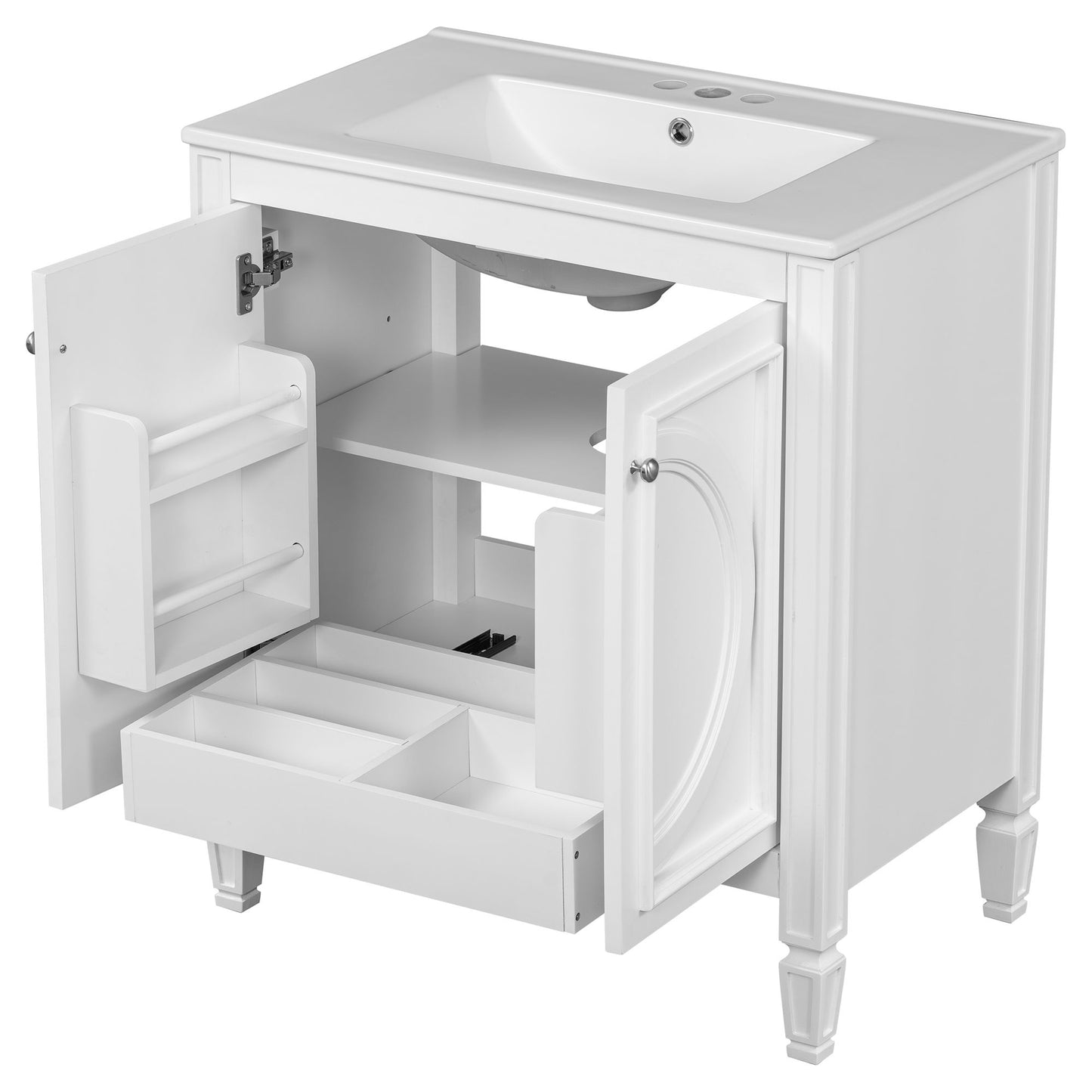 Double Sink Bathroom Vanity Set With Wall Mount Mirror Cabinet