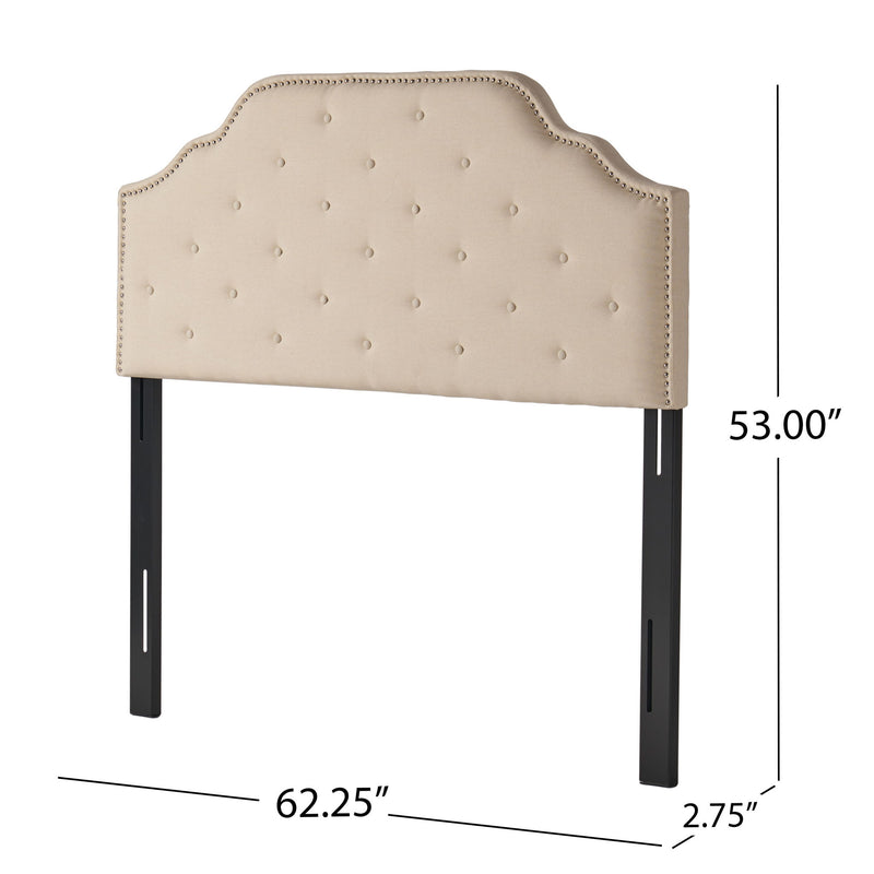 Luella - Button Tufted Full / Queen Upholstered Metal Panel Headboard - Beige