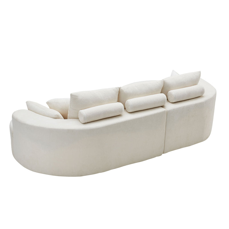2 Piece Fabric Cloud Curved Sectional Sofa With Chaise For Living Room