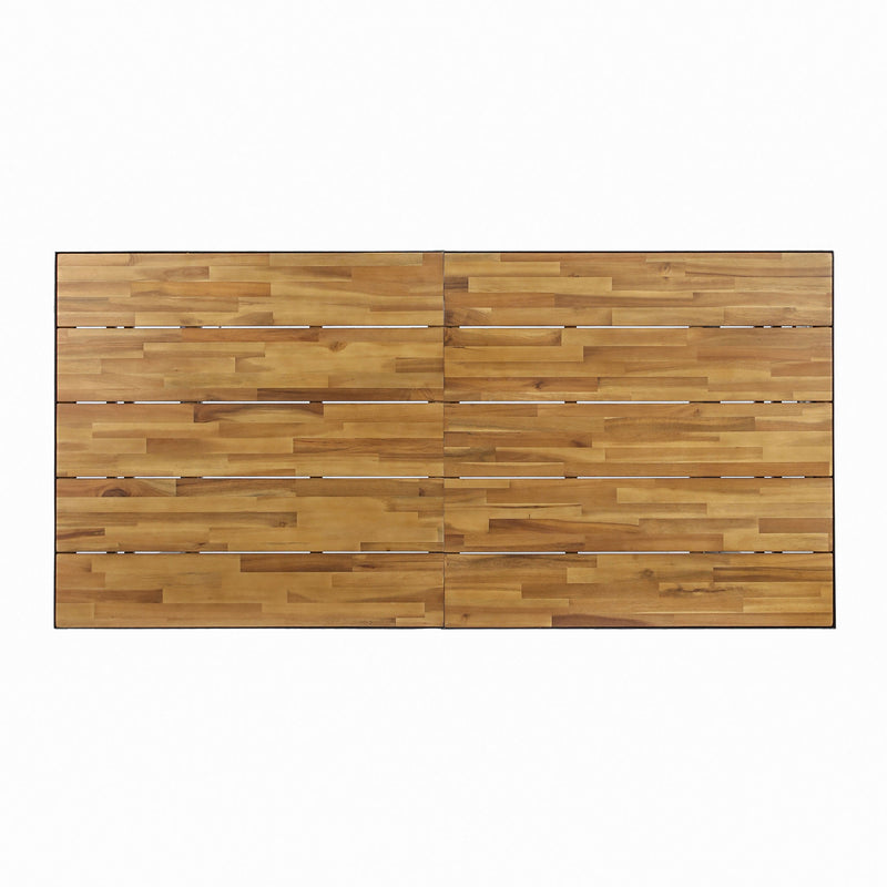 Outdoor Dining Table With U Shape Legs And Slat Top Table - Teak