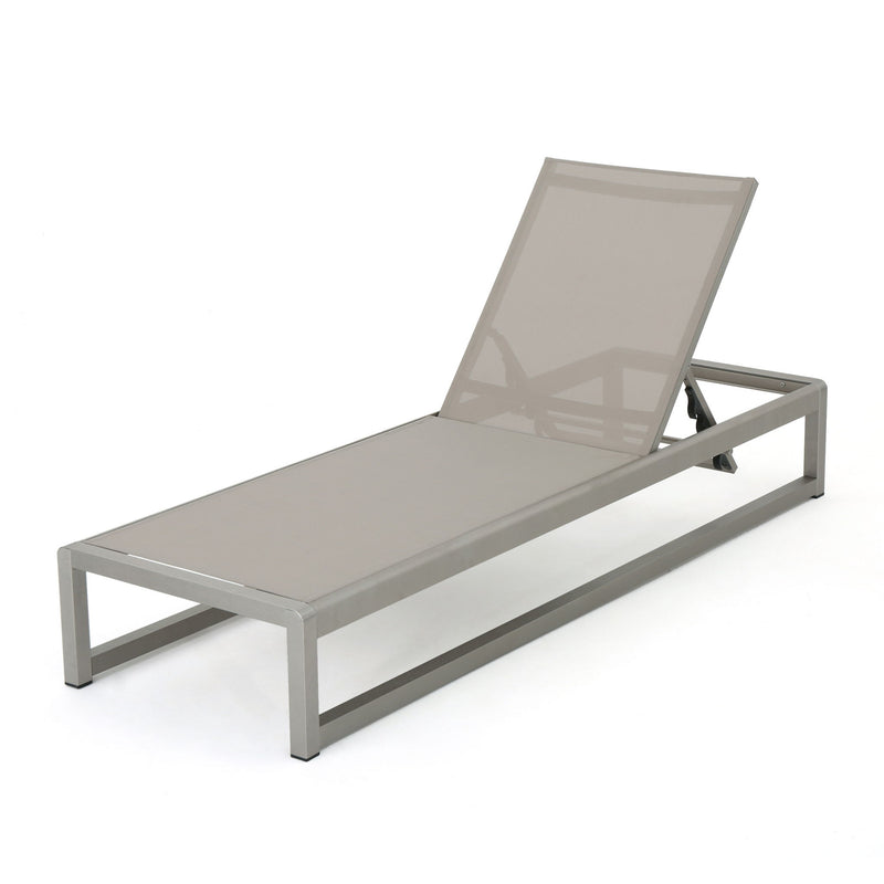 Outdoor Chaise Lounge (Set of 2) With Adjustable Aluminum Frame And Textilene Mesh Seating - Gray