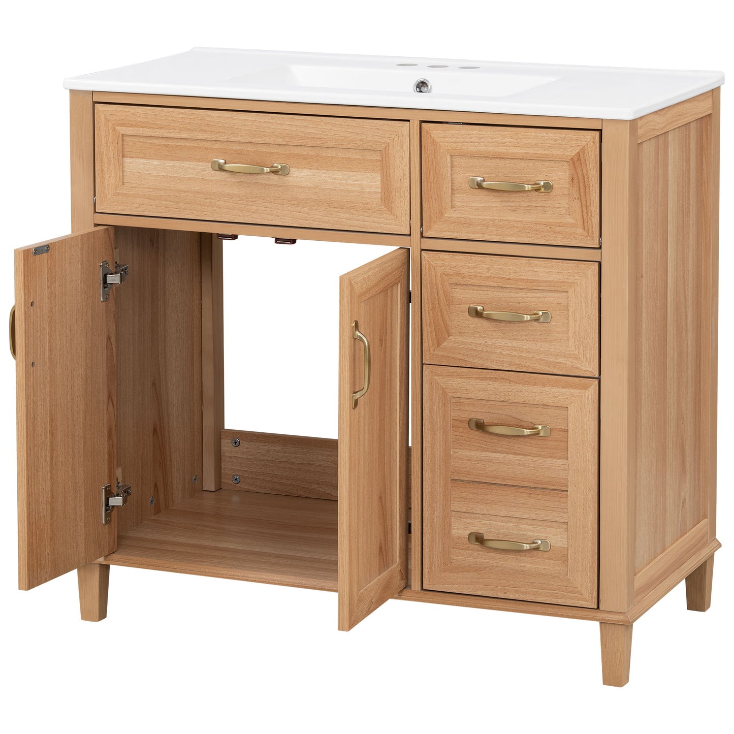 Bathroom Vanity With Sink, Soft Close Doors & Drawers - Wood