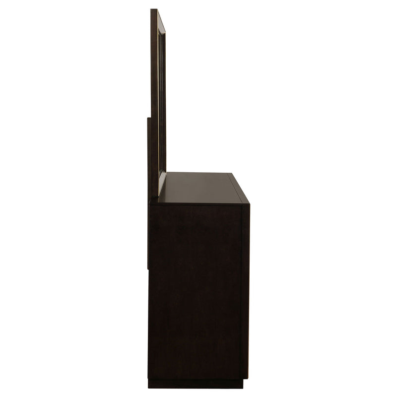 Prescott - 8 Drawer Dresser With Mirror - Smoked Peppercorn Brown