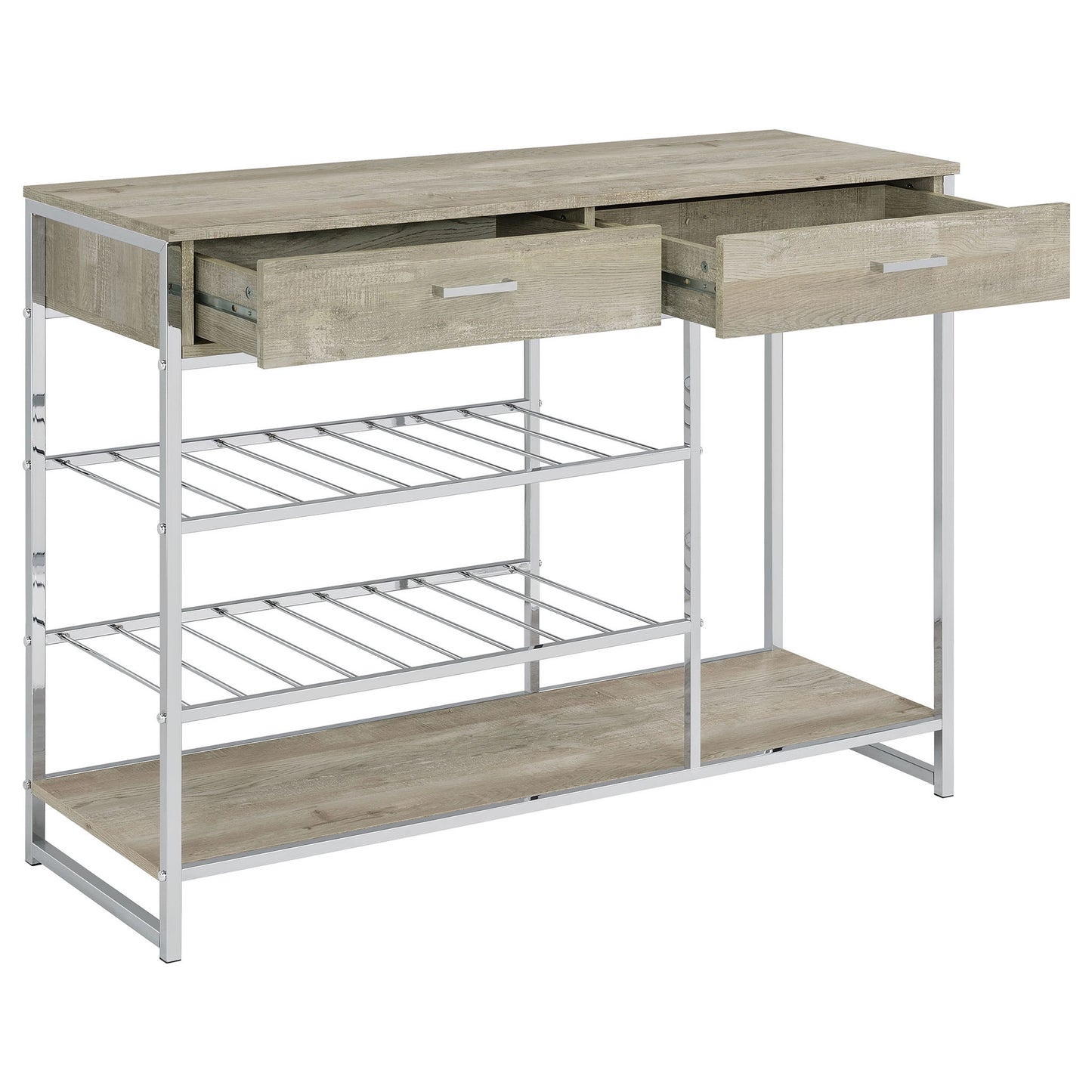 Ethel - 2 Drawer Home Bar Storage With Wine Rack - Oak