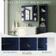 Bathroom Wall Storage Cabinet With Mirror And Adjustable Shelf, 6 Open Shelves