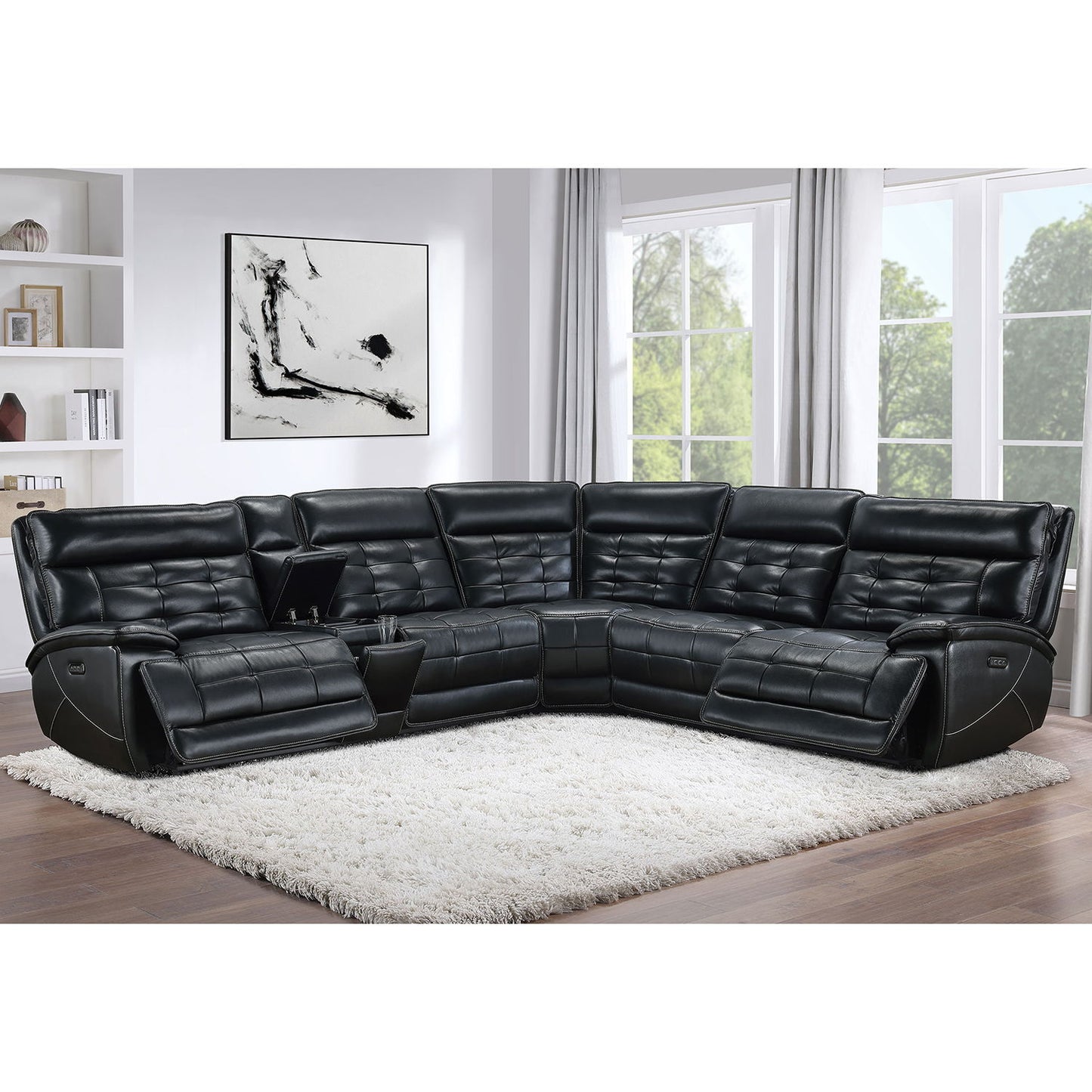 Hayden - Dual Power Reclining Sectional Sofa - Black