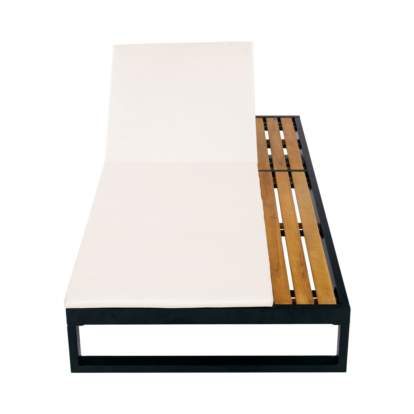 Chaise Lounge Set, 5 Position Adjustable, Flat Side Surface Storage
