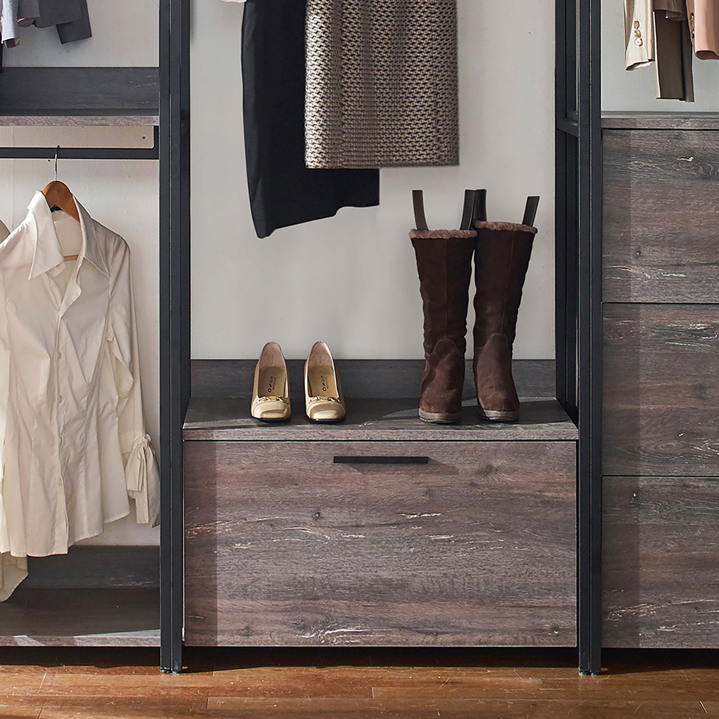 Monica - Walk-In Closet System, Extra Storage Space - Rustic