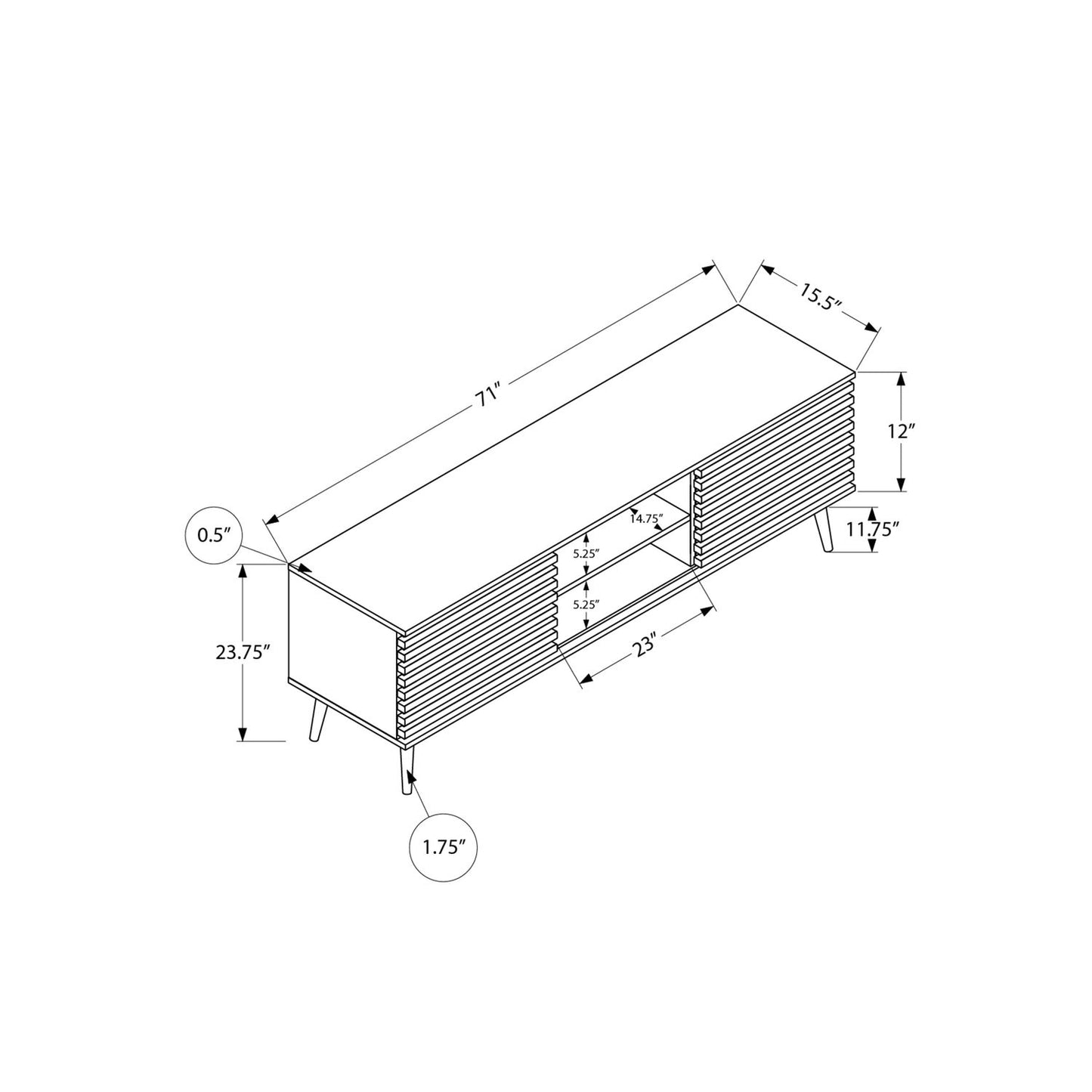 TV Stand, 72 Inch, Media Entertainment Center, Storage Cabinet, Console, Storage Shelves, Contemporary & Modern - Walnut