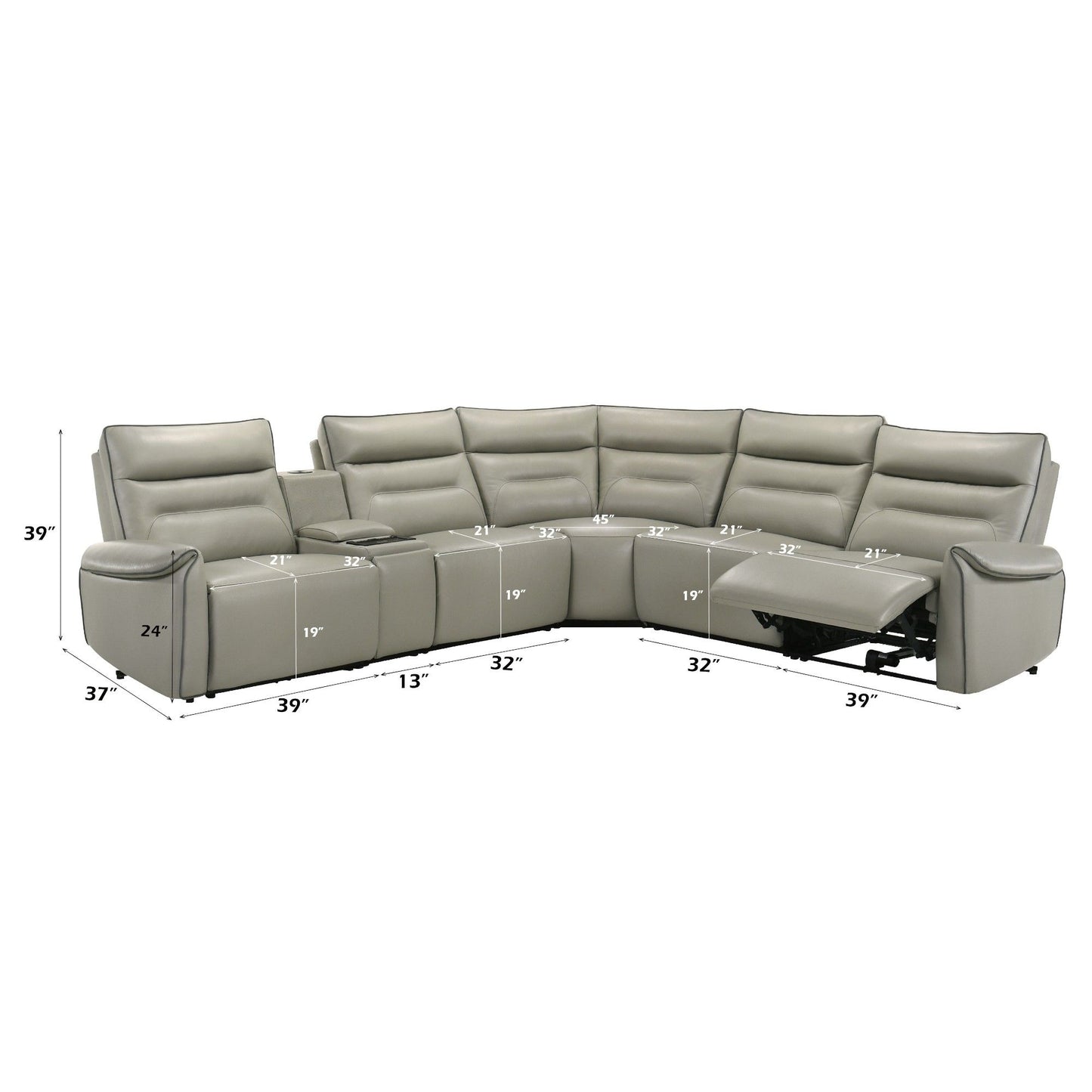 Jayke - Power Motion Sectional Sofa - Light Gray