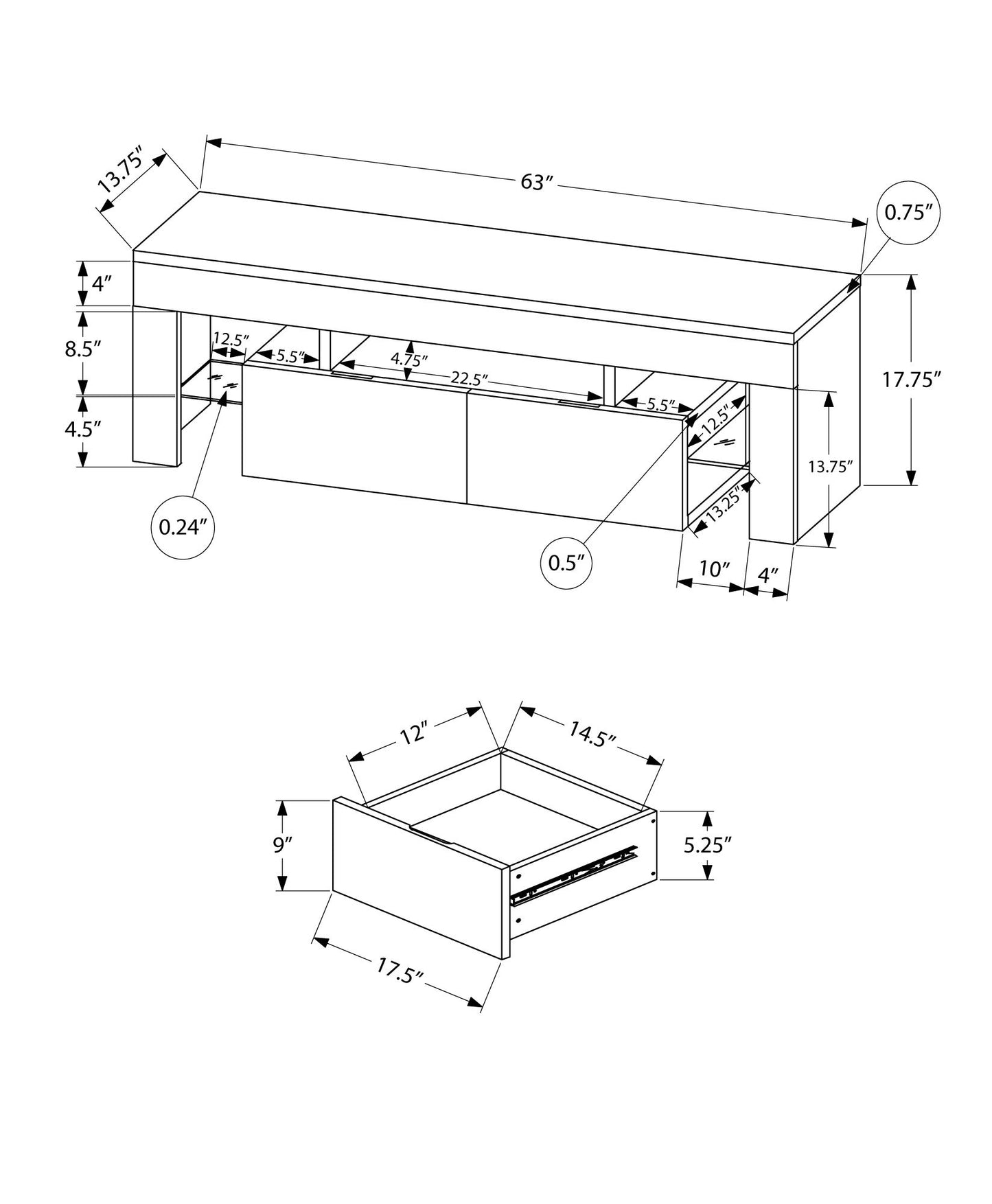 TV Stand, Console, Media Entertainment Center, Storage Cabinet, Glossy Contemporary & Modern - White