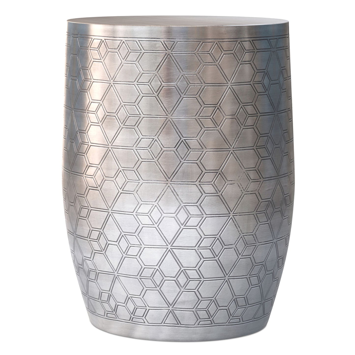 Johnsen - Geometric Pattern Accent Table - Antique Silver