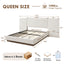 Muse - Queen Upholstered Platform Bed Frame - Ivory / Light Gray / Camel Oak
