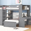 Loft Bed With A Twin Size Standalone Bed, Shelves, Desk, And Wardrobe