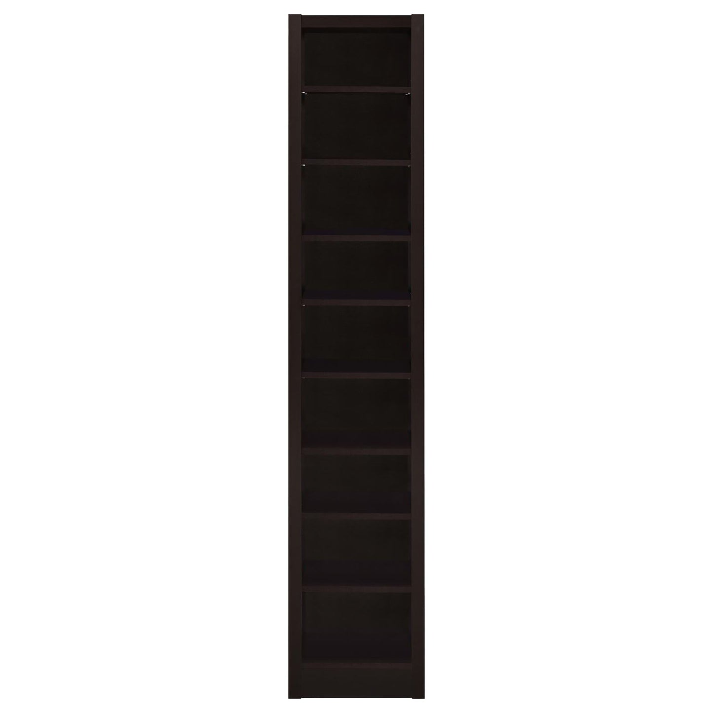 Rectangular Bookcase Tall Slim Storage With 9 Shelves - Brown