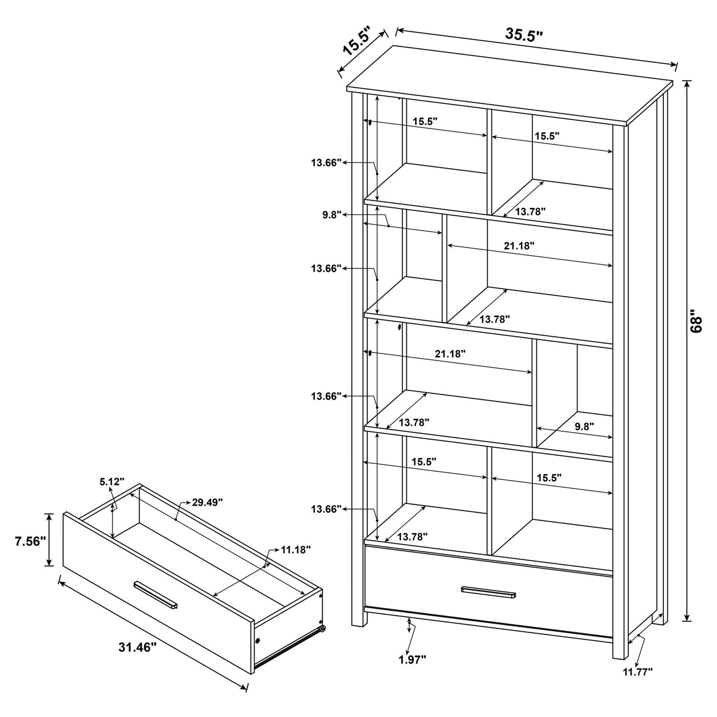 Dylan - 4 Shelf Storage Bookshelf