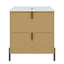 Fluted Bathroom Vanity With Ceramic Sink, Freestanding Design