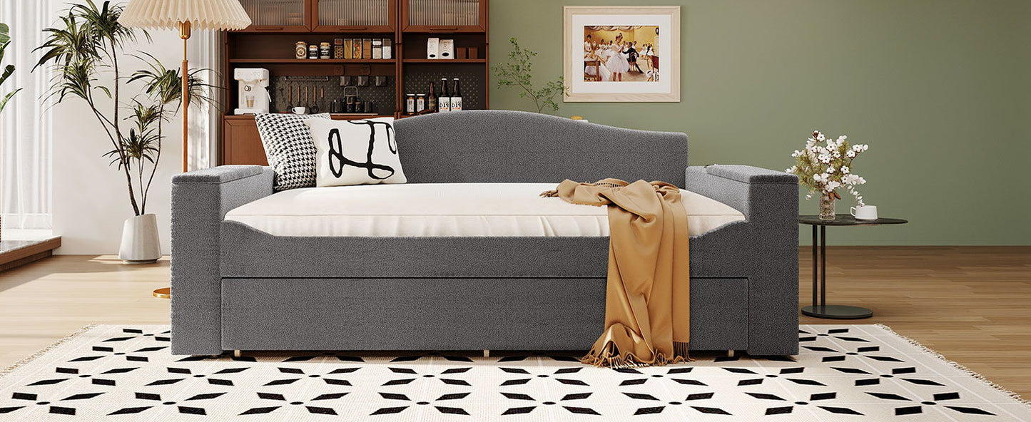 Upholstered Daybed With Storage Armrests, Trundle And Latest Integrated tooth Audio System