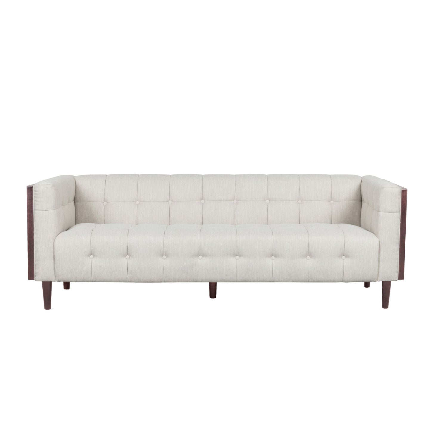 Contemporary Mid-Century Charm 3 Seater Sofa With Button Tufted Waffle Stitching