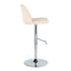 Toriano - Contemporary Adjustable Barstool With Swivel With Straight T Footrest (Set of 2) - Cream / Chrome