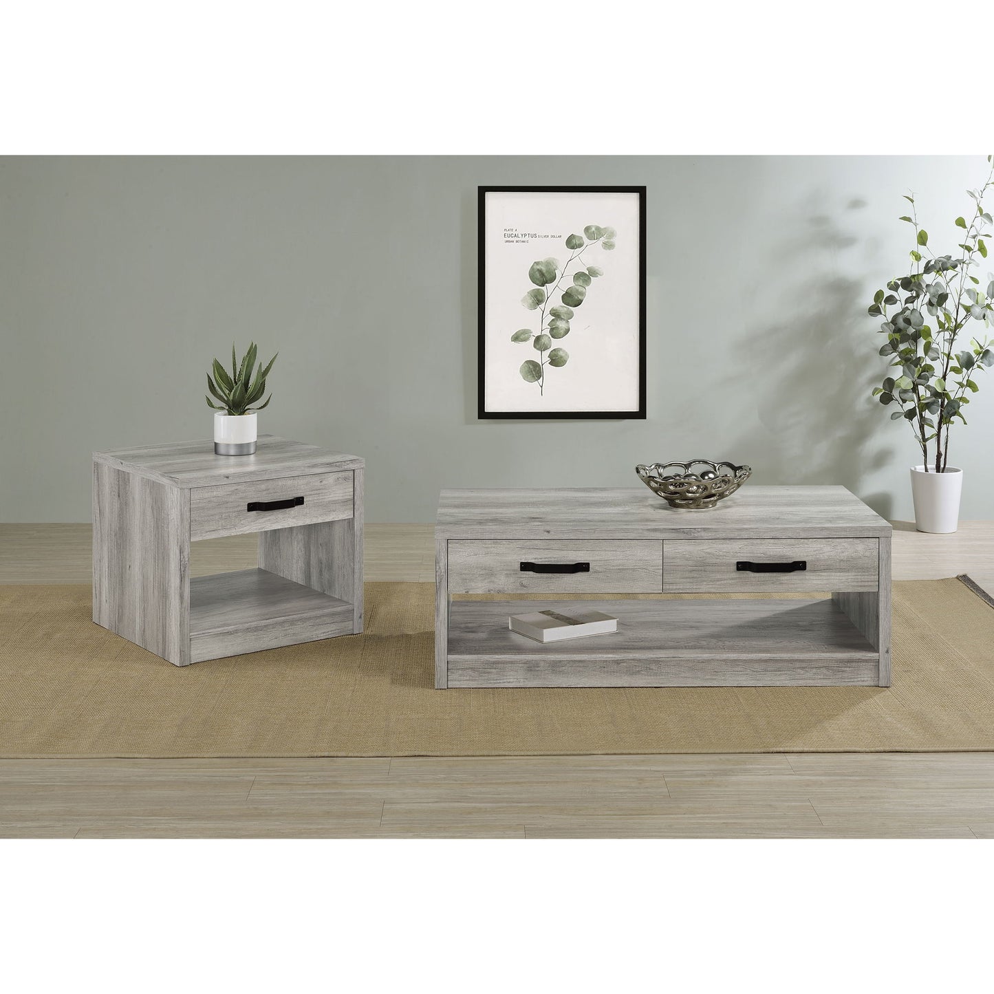 Nuberg - 2 Drawer Coffee Table Rectangular Design - Gray