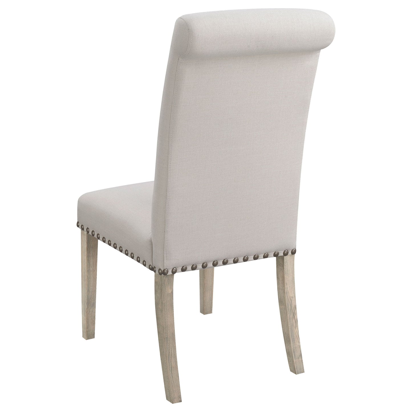 Upholstered Dining Chair With Rolled Edge Seat Back (Set of 2) - Beige