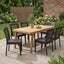 7 Piece Outdoor Patio Dining Set With Table & 6 Chairs - Brown / Brown Multi