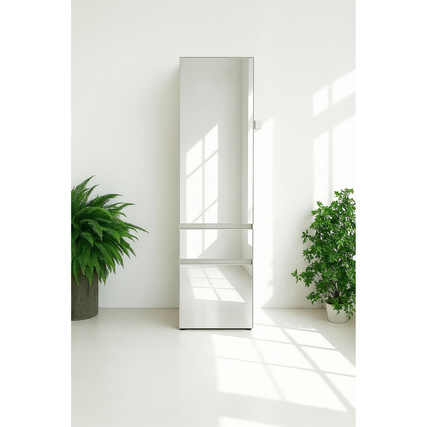 Elise - Slim Modular Closet Cabinet With Mirror - White