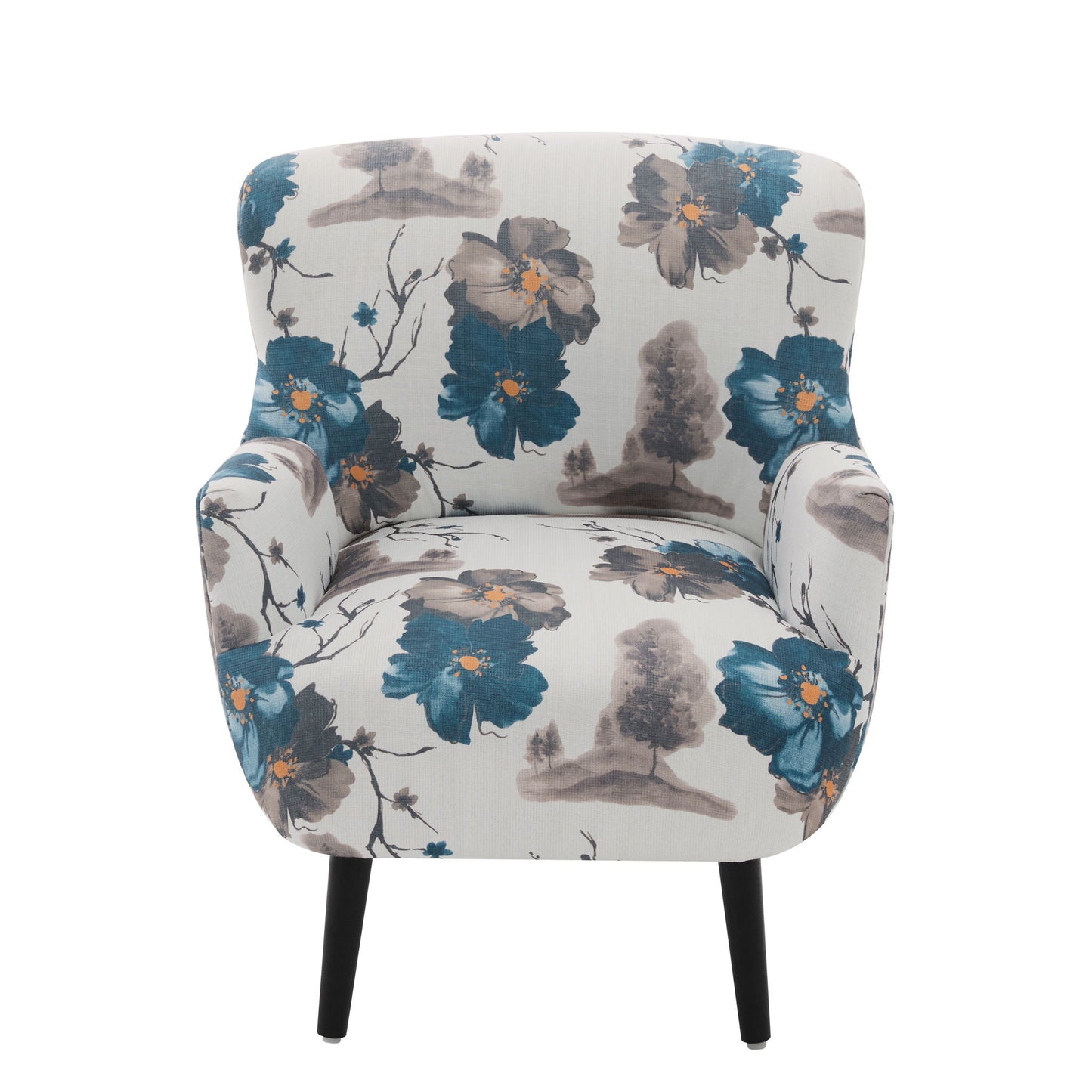 Armchair With Round Arm - White / Blue