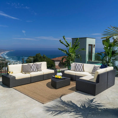 Santa Cruz - 8 Piece Outdoor Sectional Set - Dark Brown