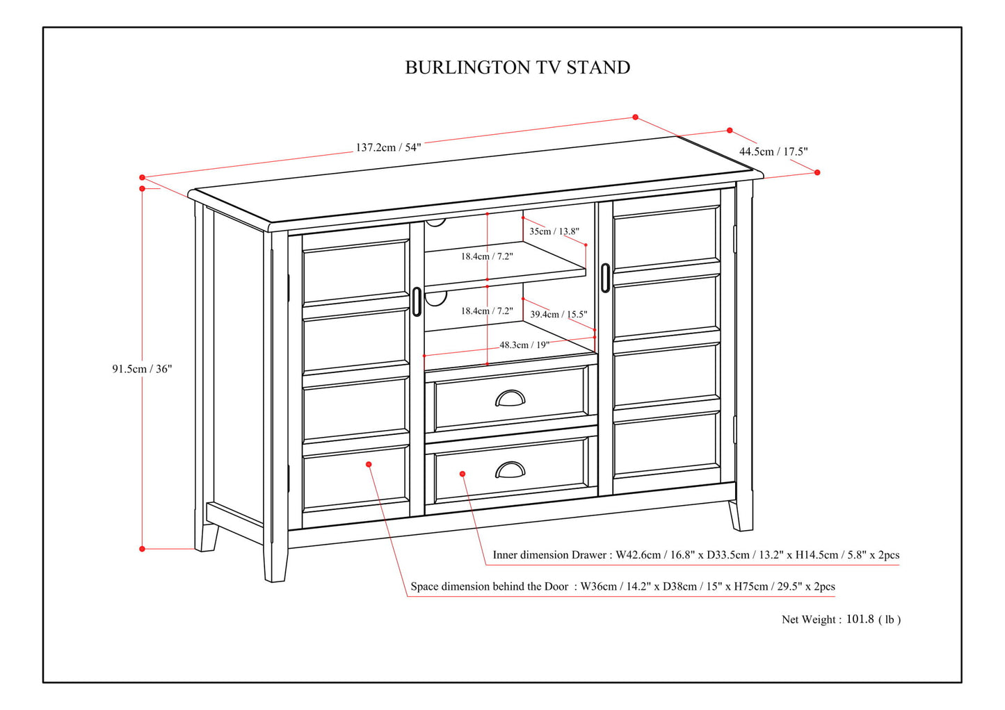 Burlington - Handcrafted Tall TV Media Stand