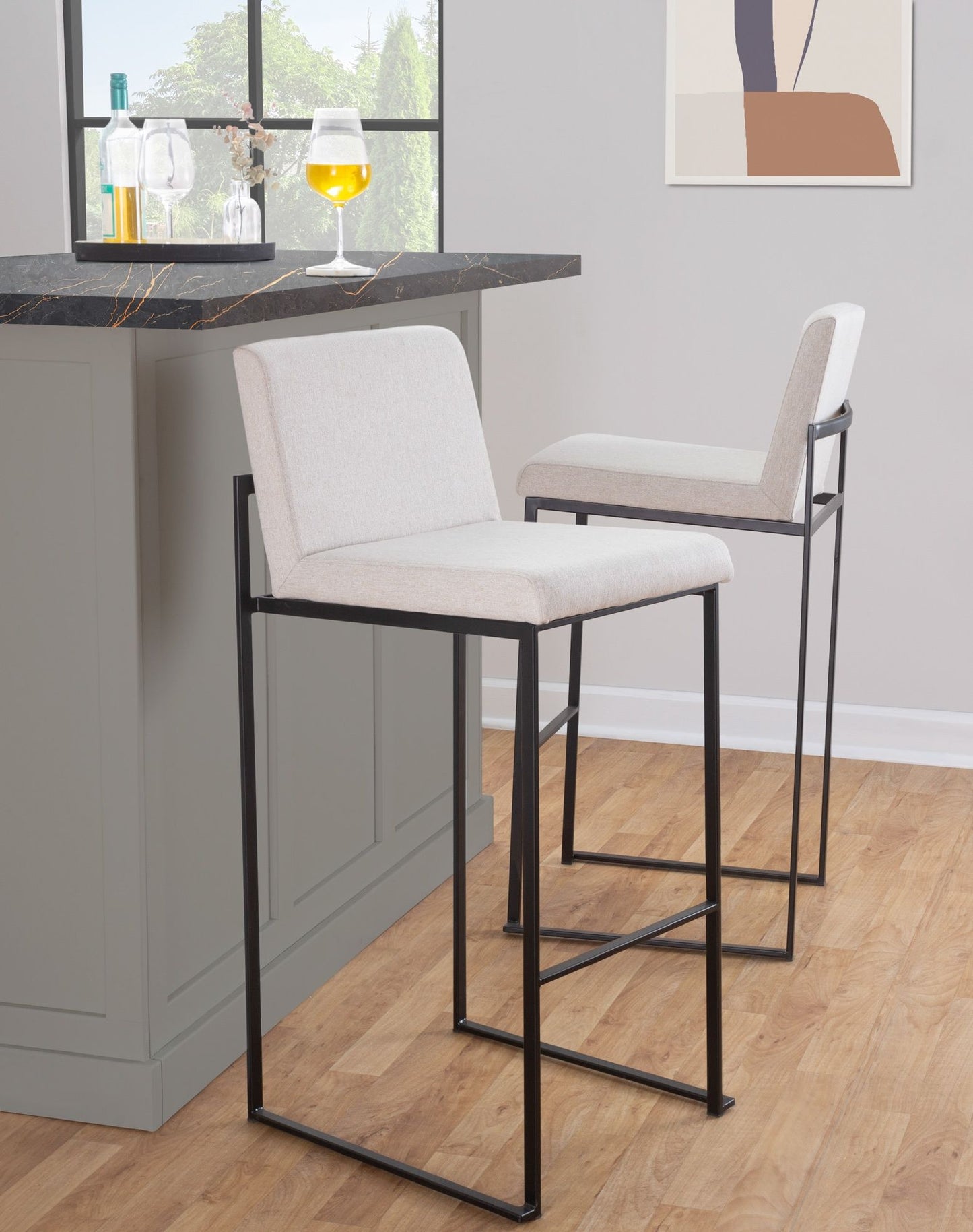 Fuji - Contemporary High Back Barstool Elegant Design