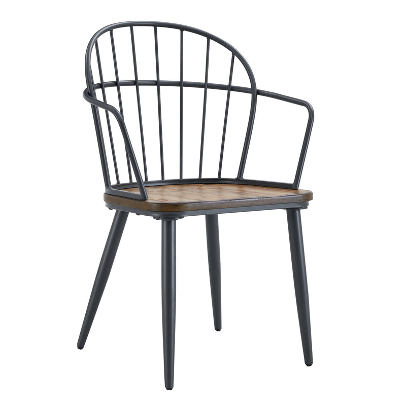 Silla de comedor industrial con patas de metal y abedul (Juego de 2) - Negro / Natural