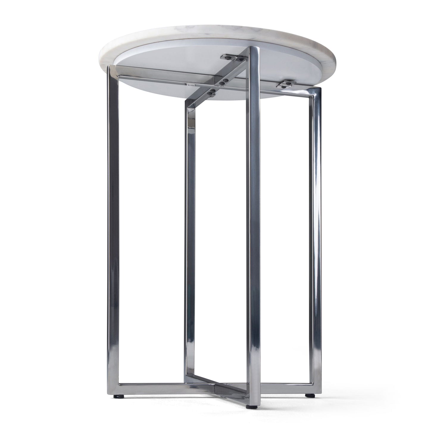 Marsden - Side Table With Polished Base - White / Silver