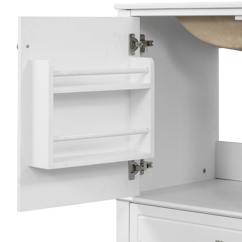 Freestanding Bathroom Vanity With Sink, Soft Close Door, 3 Drawers - White