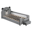 Upholstered Daybed With Bear Shaped Headboard, Hydraulic System And Breathable Fence