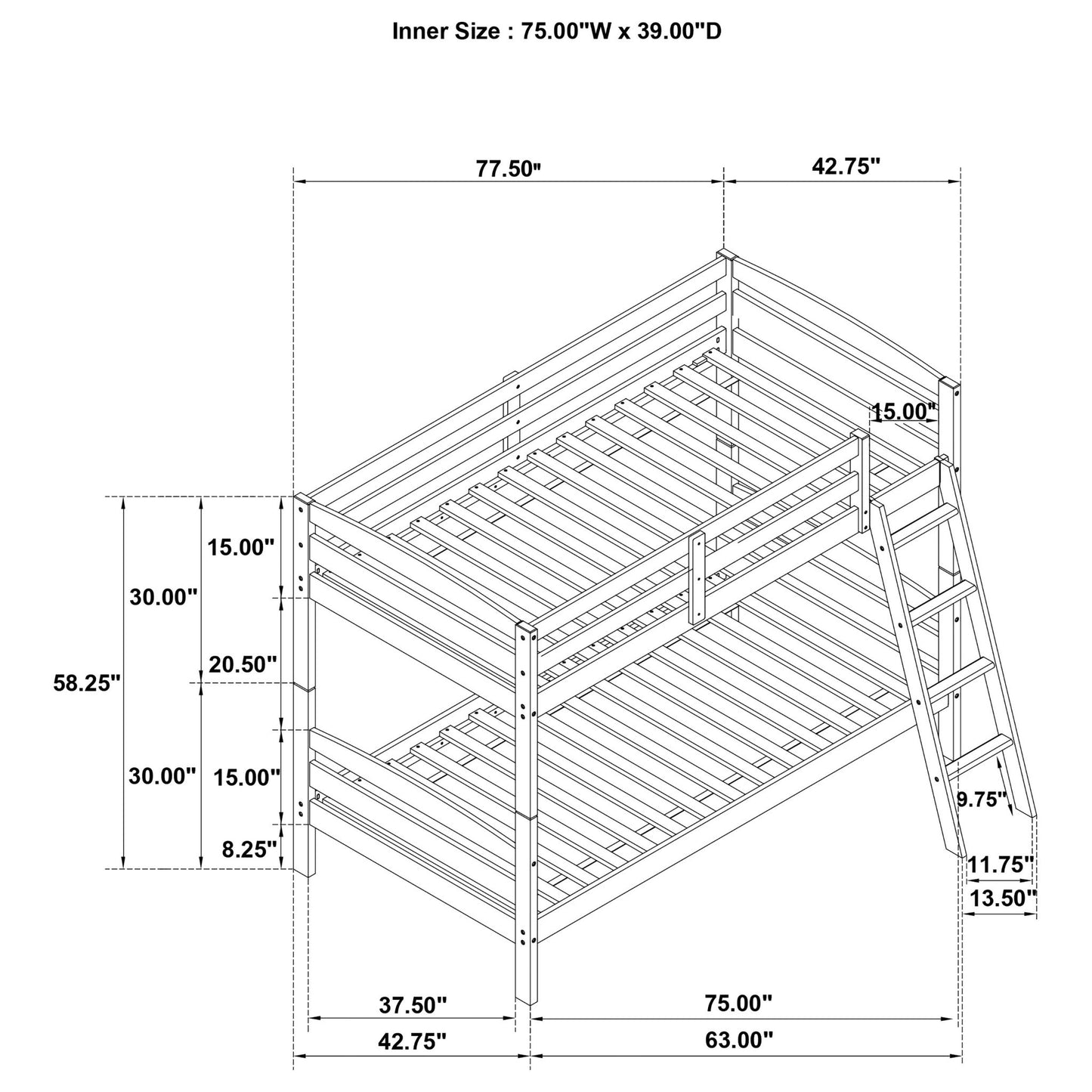 Kerr - Twin Over Twin Bunk Bed - Gray