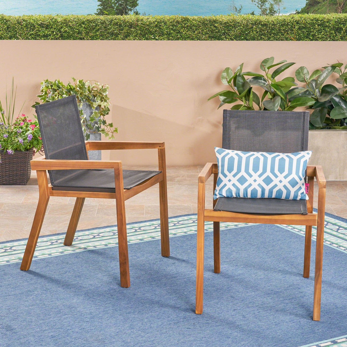 Belfast - Dining Chair With Acacia Wood Frame And Seating (Set of 2)