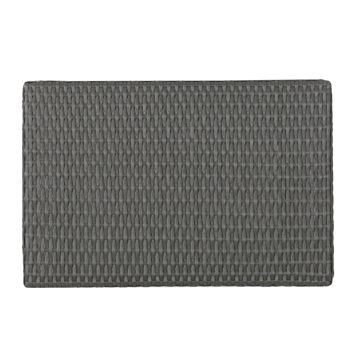 Outdoor Wicker Table With Rectangular Tabletop - Gray