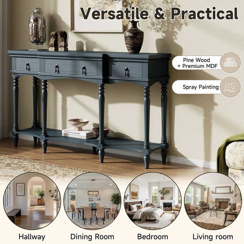 Retro Console Table With 3 Soft Close Drawers