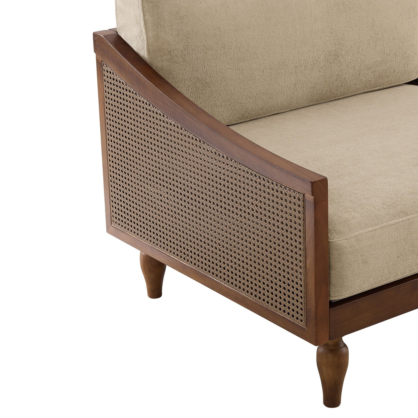 3 Seater Sofa With Rattan Armrests