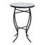 Outdoor Round Side Table With Mosaic Style Top And Curved Iron Legs