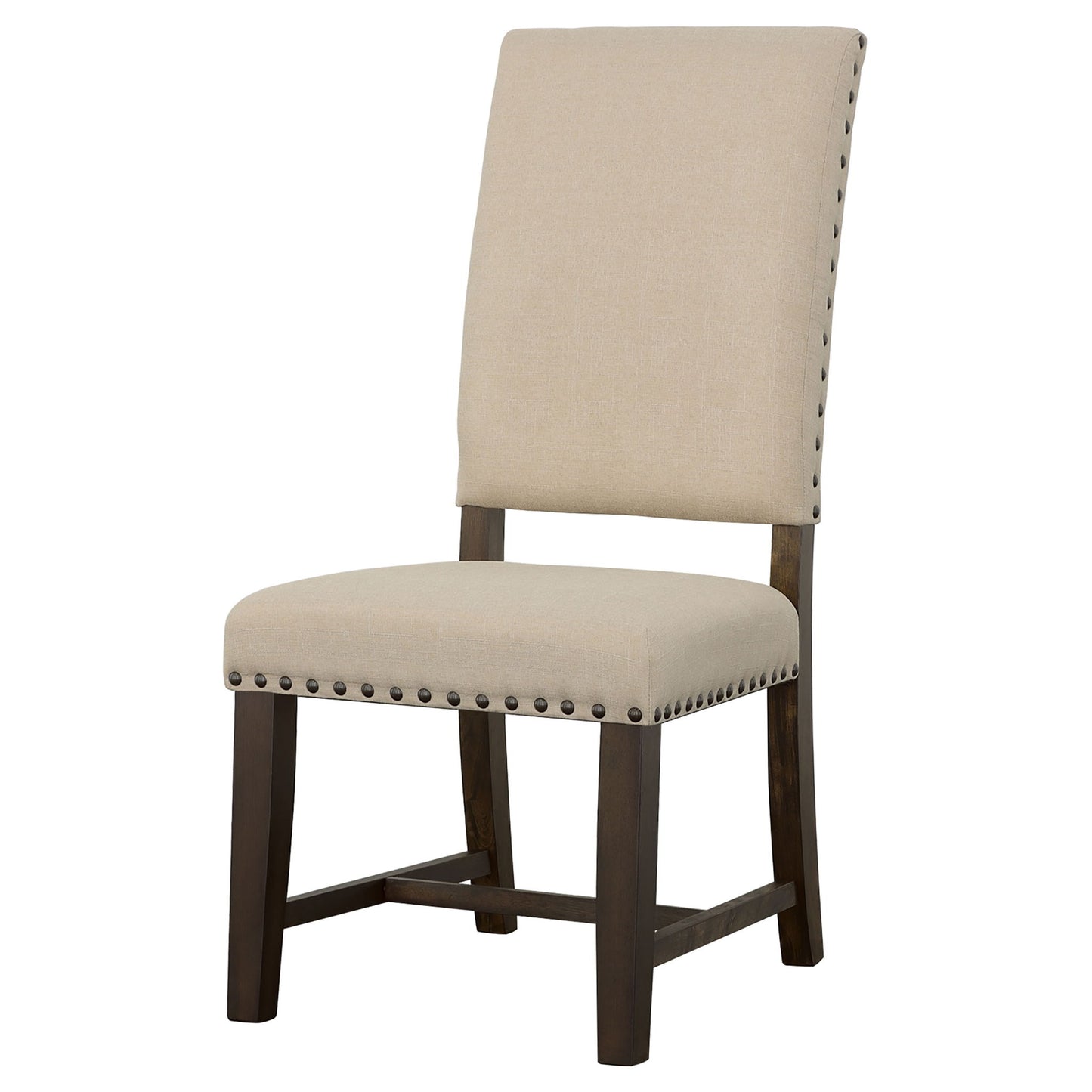 Upholstered Side Chair With Nailhead Accents (Set of 2) - Beige