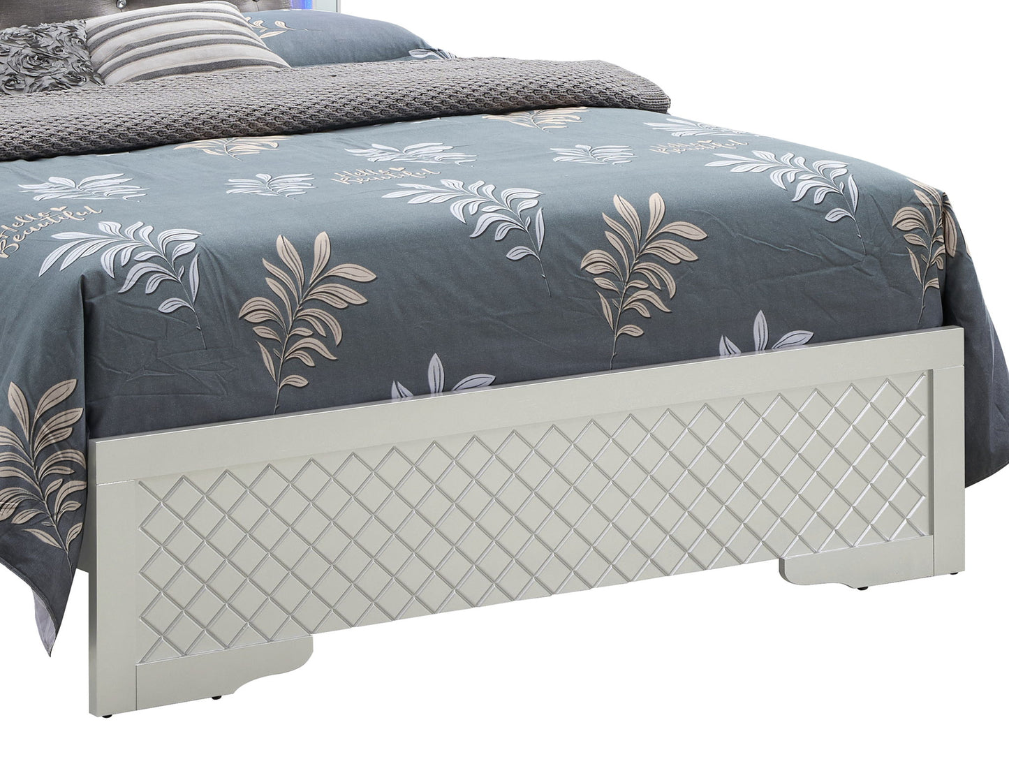 Bed With LED Light Accents Headboard