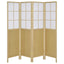 Gabby - 4 Panel Divider Folding Shoji Screen With Windowpane Details - Natural