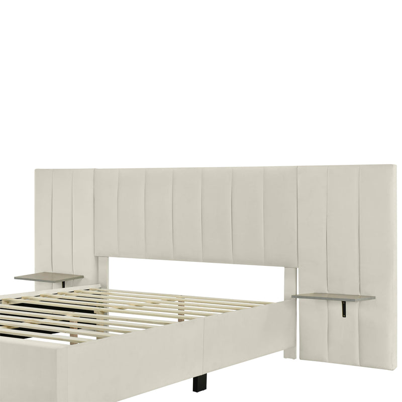 Upholstered Platform Bed With Big Headboard