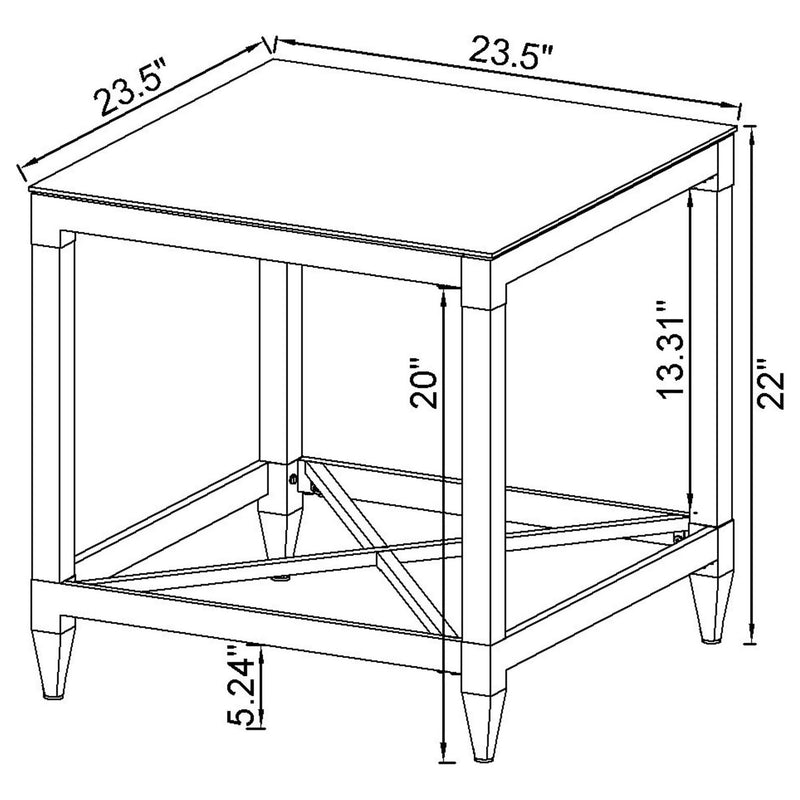 Wallingsford - 2 Piece Square Coffee And End Table Set - Chrome